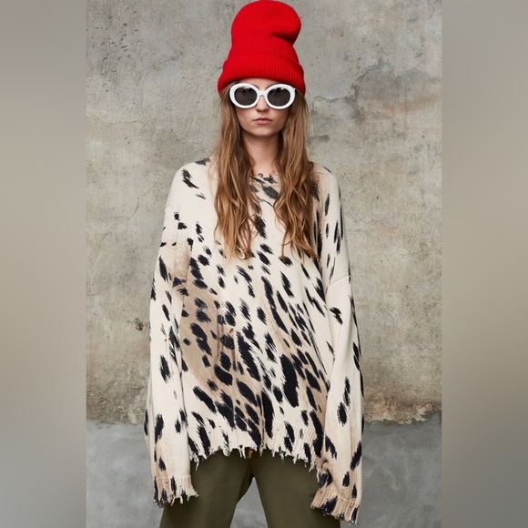 R13 Cheetah Oversized Sweater. Size XS - Picture 1 of 10